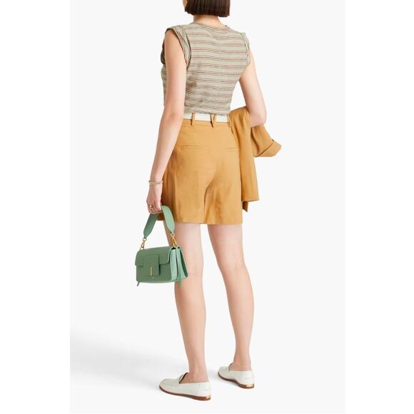 VERONICA BEARD Noemi pleated linen-blend shorts Size 16 $348 - Picture 3 of 4
